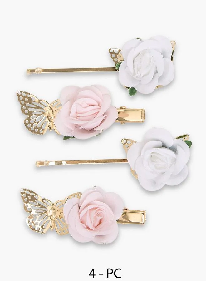 Flora Bella By Shoexpress Pack Of 4 Hair Clip And Hairpin With Floral Butterfly Accent Ramadan Collections